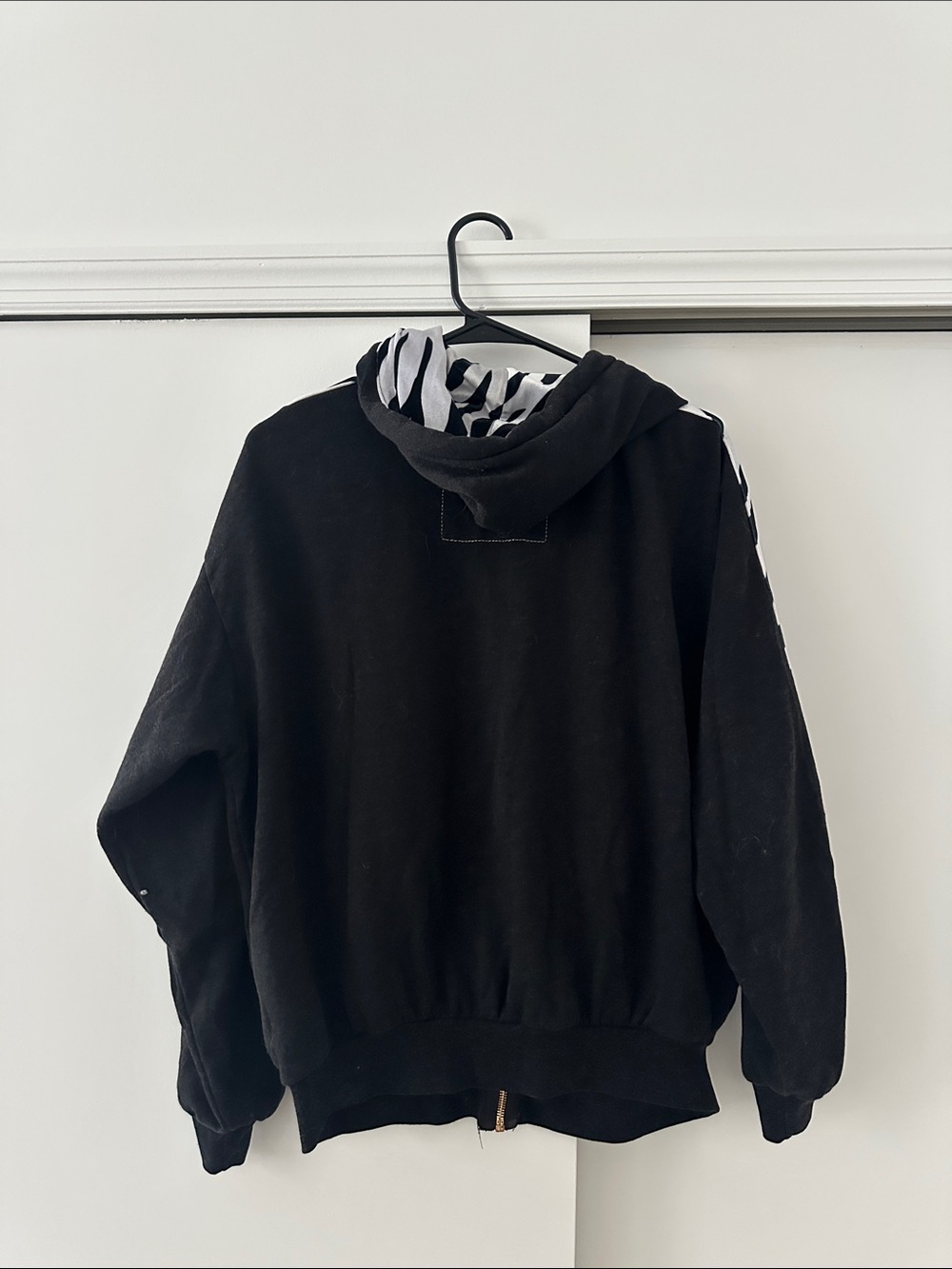 Women’s Aviator Nation Black Zip-Up Hoodie with Zebra Accents - Picture 2 of 3